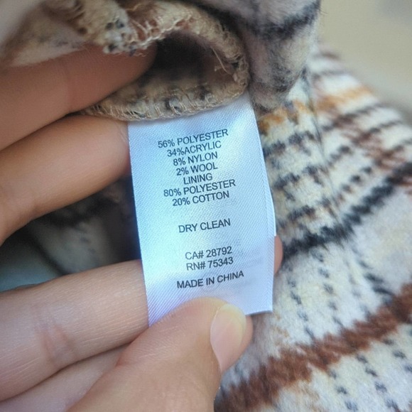 Joie Plaid Flannel Fleece Tan Brown Black Collared Button Up Shirt Jacket Large - Picture 9 of 9